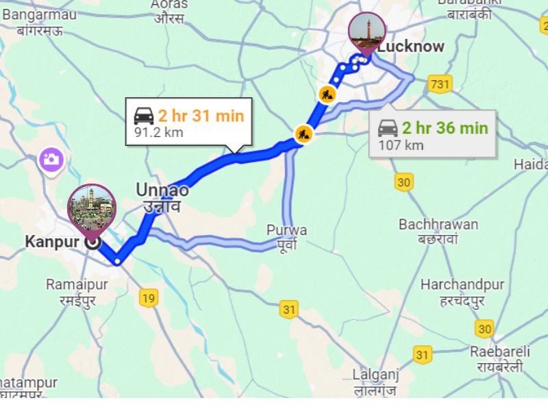 The Growing Popularity of Carpooling: Traveling from Kanpur to Lucknow, Ahmamau, and Mubarakpur